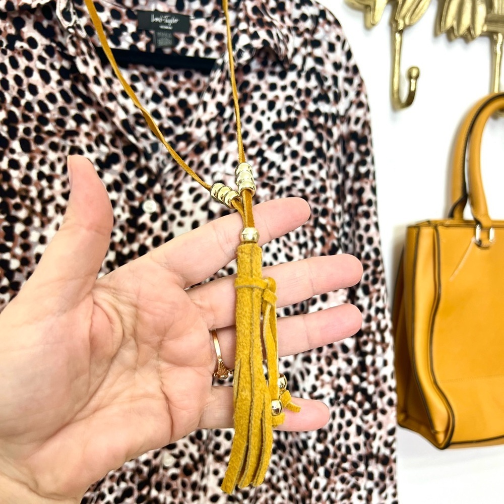 Suede boho long fashion necklace